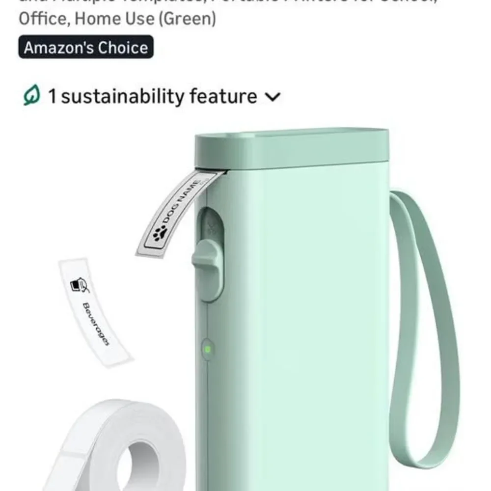 Portable Bluetooth Label Maker Thermal Printer Mint Green for iOS Android